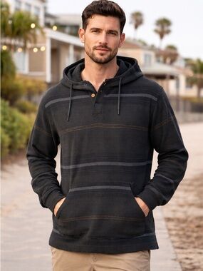 Jetty Baja Hoodie Pullover Striped Hooded Sweatshirt Size L